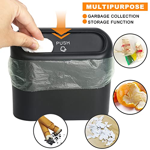 Mini Car Trash Can with Lid and 40pcs Bags (Black)