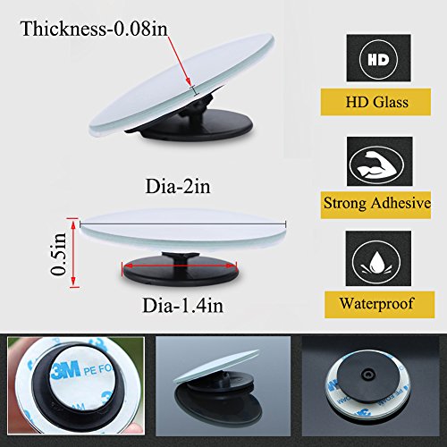 360° Rotatable Convex Blind Spot Mirrors - 2 Pack