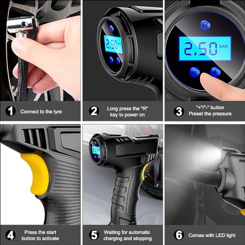 Cordless Tire Inflator Pump with Digital Pressure Gauge