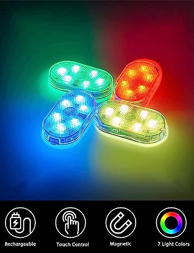 Wireless Car Interior LED Lights, 7 Colors, USB Rechargeable