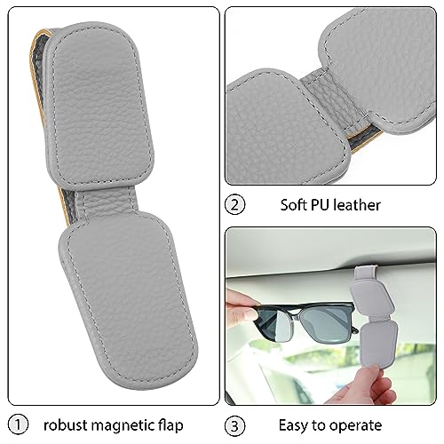 2 Pack Car Visor Sunglass Holders, Leather Eyeglass Hangers