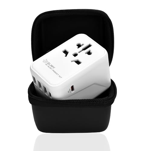 Elimy Universal Travel Adapter with Fast Charge - 5 Ports, Dual Fuses