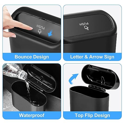 Portable Car Bin with Lid, 6 Bag Rolls - Black