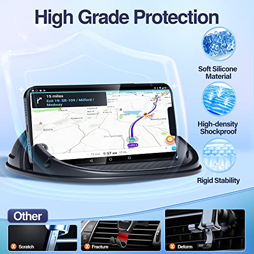 Silicone Car Phone Holder for Various Dashboards - Black