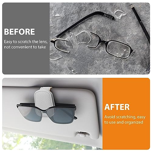 2 Pack Car Visor Sunglass Holders, Leather Eyeglass Hangers