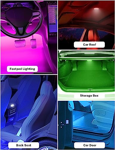 Wireless Car Interior LED Lights, 7 Colors, USB Rechargeable