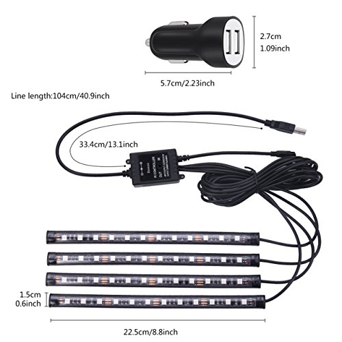 LED Car Interior Atmosphere Light Strip with Remote Control