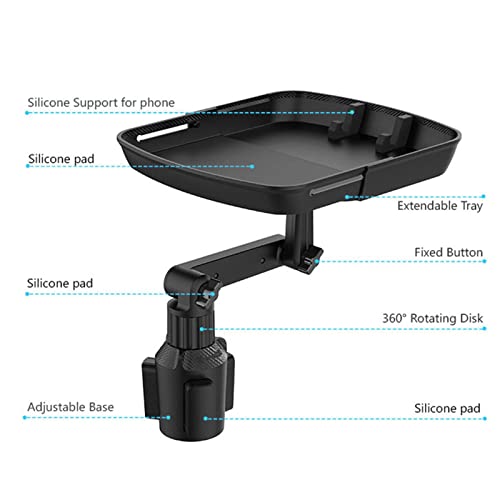 360º Adjustable Car Drink Holders Tray, Non-Slip, Portable
