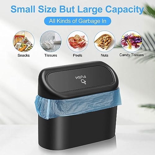 Portable Car Bin with Lid, 6 Bag Rolls - Black