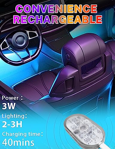 Wireless Car Interior LED Lights, 7 Colors, USB Rechargeable