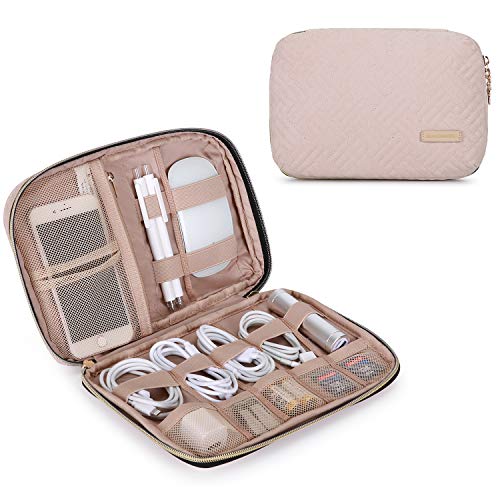 BAGSMART Mini Electronics Organizer Bag - Pink