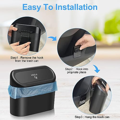Portable Car Bin with Lid, 6 Bag Rolls - Black