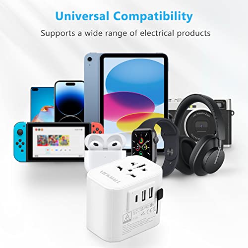 Universal Travel Adapter with 2 USB-A and 1 Type-C Ports