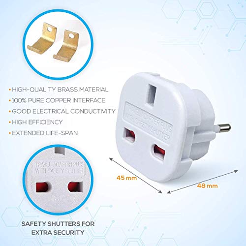 European Travel Adapter for UK to EU with Country List