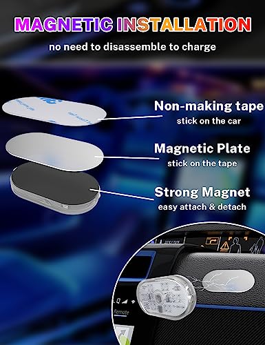 Wireless Car Interior LED Lights, 7 Colors, USB Rechargeable