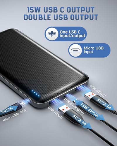 10000mAh Power Bank for iPhone, iPad, Samsung