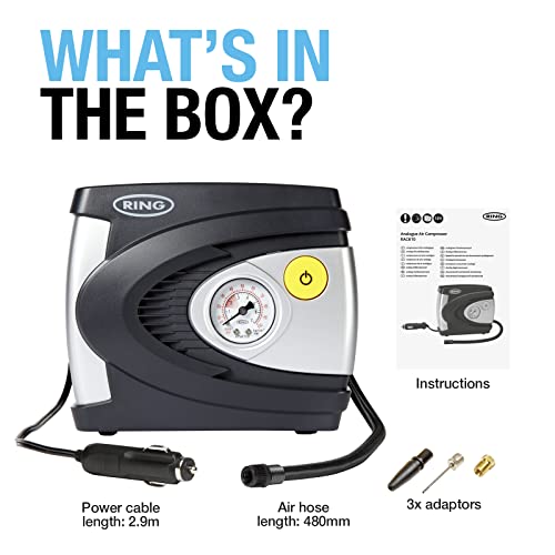 Ring RAC610 12v Electric Tyre Inflator - Multi-Purpose