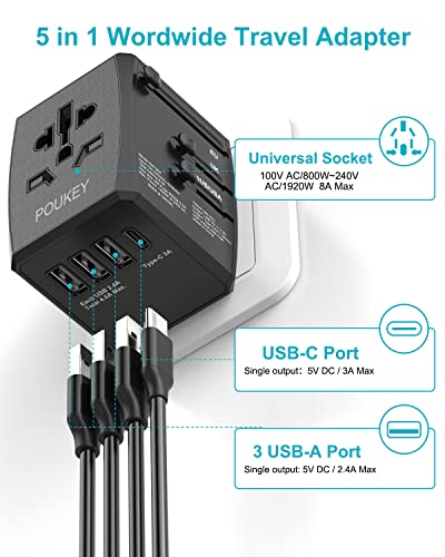 All-in-One Universal Travel Adapter with USB C
