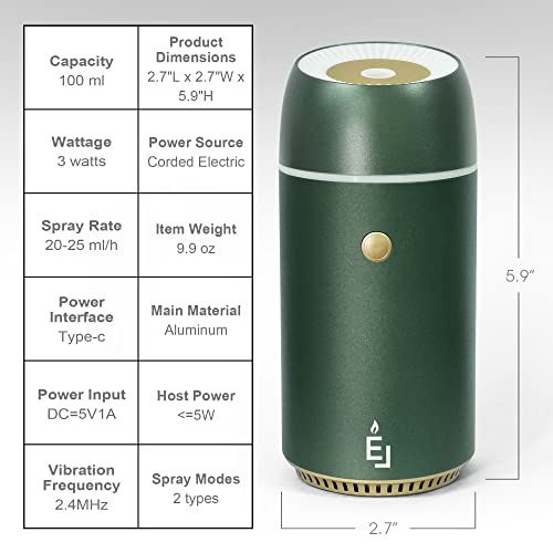 Earnest Living Car Air Freshener with Essential Oil Diffuser