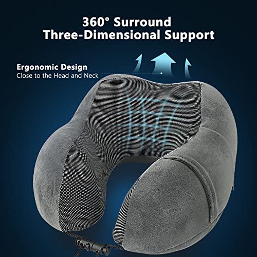 TEIVUL Memory Foam Travel Pillow with Accessories
