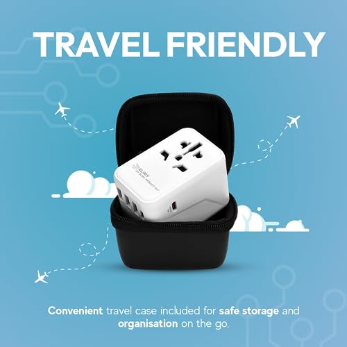 Elimy Universal Travel Adapter with Fast Charge - 5 Ports, Dual Fuses