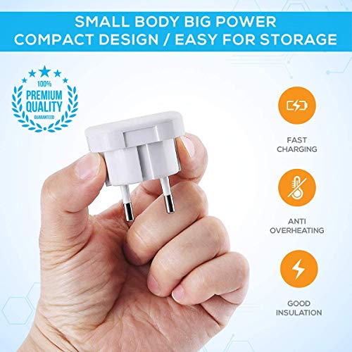 European Travel Adapter for UK to EU with Country List