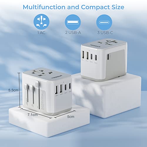 TESSAN Universal Adapter with 5 USB Ports