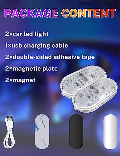 Wireless Car Interior LED Lights, 7 Colors, USB Rechargeable