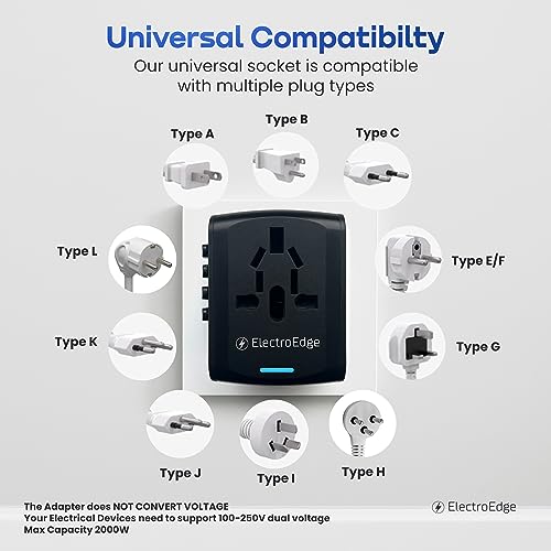 ElectroEdge Universal Travel Adapter with 4 USB ports