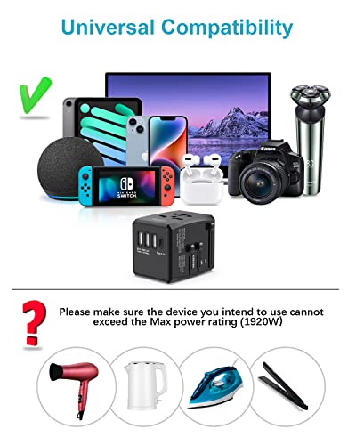 All-in-One Universal Travel Adapter with USB C