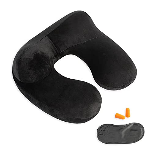 Inflatable Travel Pillow - Soft Velvet Neck Support