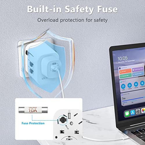 Universal Travel Adapter with 2 USB-A and 1 Type-C Ports