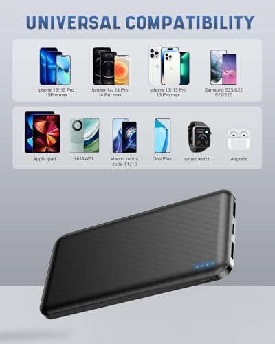 10000mAh Power Bank for iPhone, iPad, Samsung