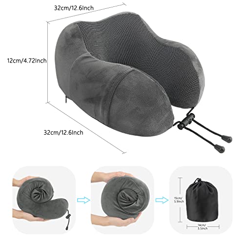 TEIVUL Memory Foam Travel Pillow with Accessories