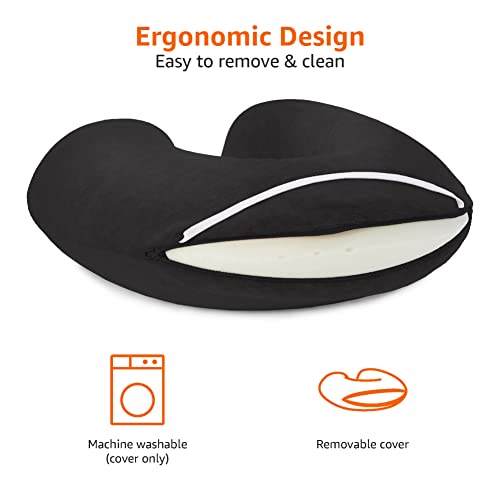 Amazon Basics Neck Pillow with Removable Cover, Black