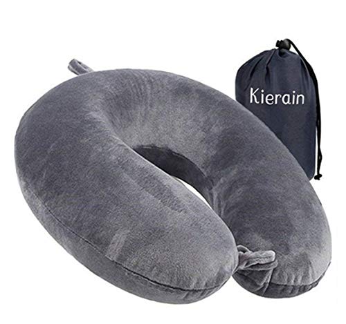 Gray Compact Memory Foam Travel Neck Pillow
