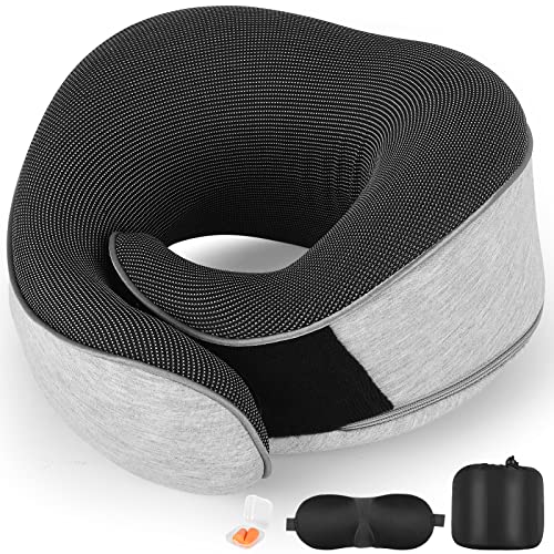 AYhome Memory Foam Travel Neck Pillow with Eyemask