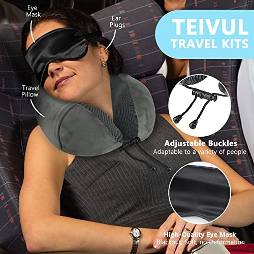 TEIVUL Memory Foam Travel Pillow with Accessories