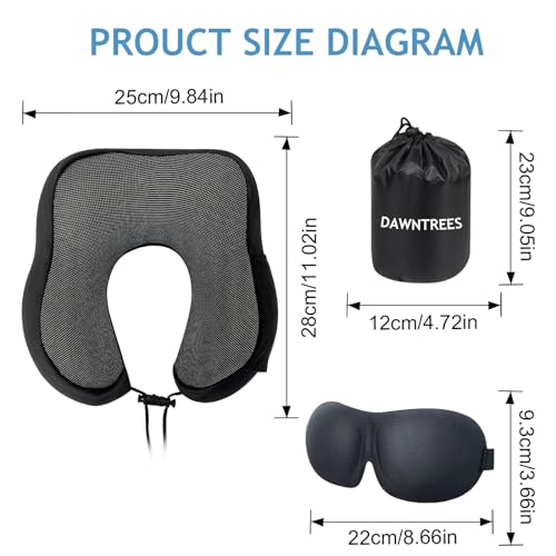 DAWNTREES Travel Pillow Set with Eye Mask and Earplugs