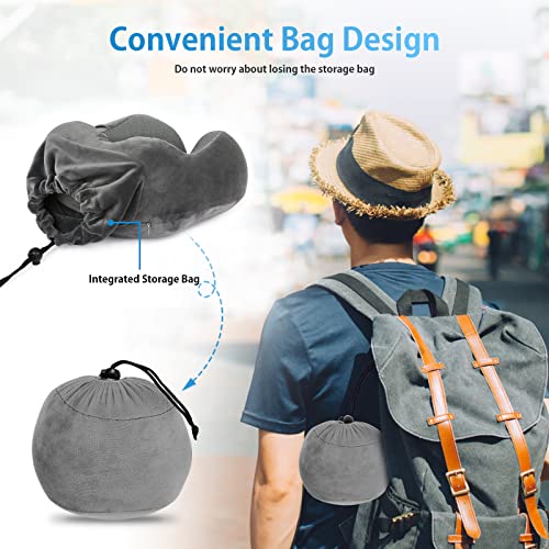 LUXSURE Memory Foam Travel Neck Pillow - Grey