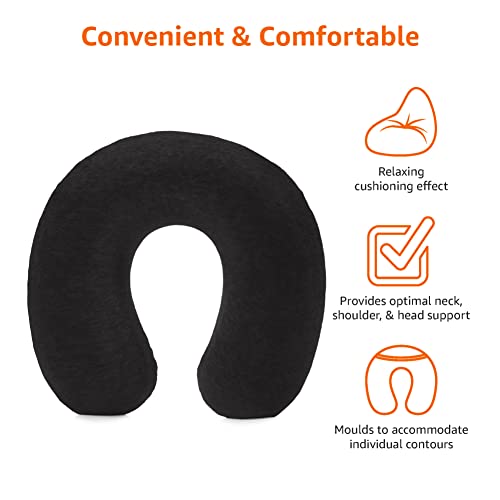 Amazon Basics Neck Pillow with Removable Cover, Black