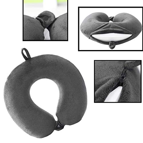 Gray Compact Memory Foam Travel Neck Pillow