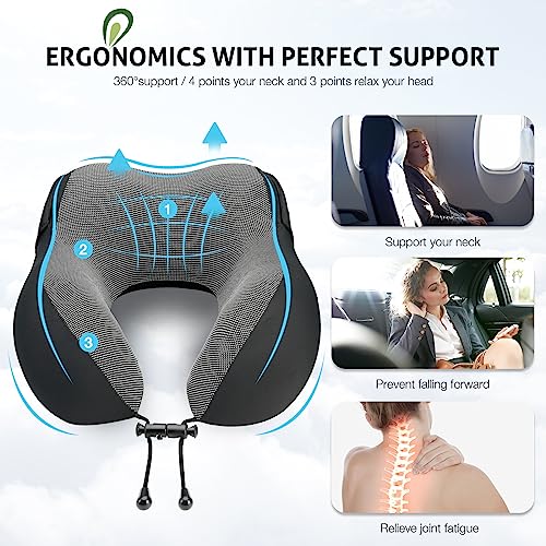Memory Foam Hooded Travel Neck Pillow - Comfortable & Versatile