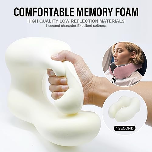 Memory Foam Travel Neck Pillow - Lightweight & Quick Pack (Pink)