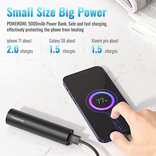 Portable Charger Black with Type C Cable - Compatible with iPhone, Samsung, Xiaomi