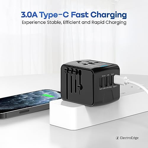 ElectroEdge Universal Travel Adapter with 4 USB ports