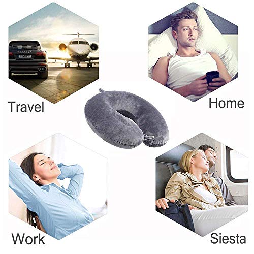 Gray Compact Memory Foam Travel Neck Pillow