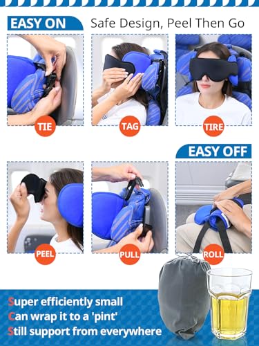 SARISUN Travel Pillow with Eye Mask for Long Flights