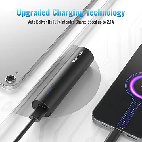 Portable Charger Black with Type C Cable - Compatible with iPhone, Samsung, Xiaomi