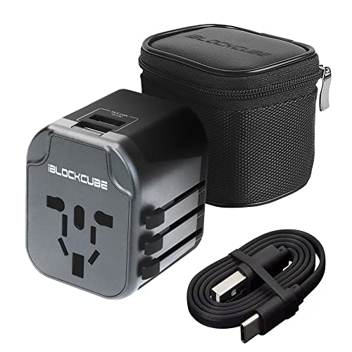 iBlockCube Travel Plug Adapter: Universal, Dual USB Ports